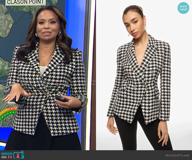 Boss Jia Houndstooth Blazer worn by Adelle Caballero on Today