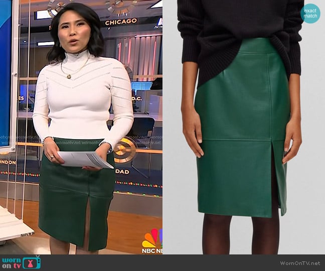 Vicky’s green leather skirt on NBC News Daily