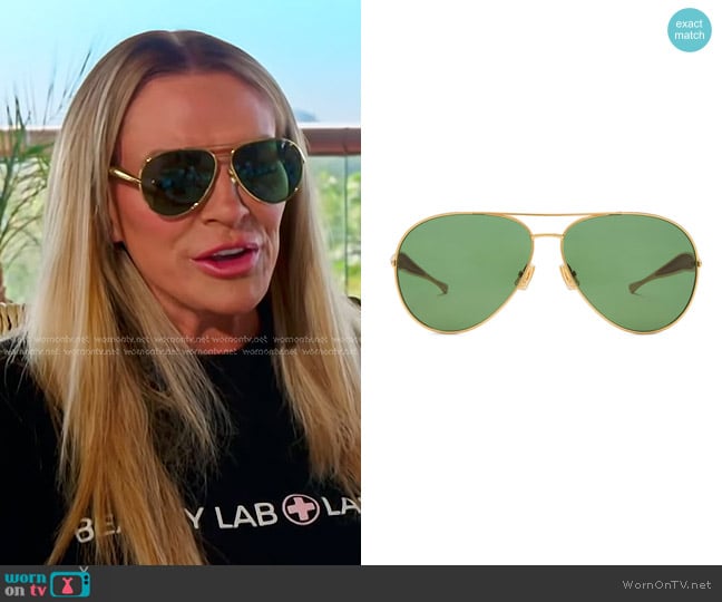 Bottega Veneta Sardine Aviator Sunglasses worn by Heather Gay on The Real Housewives of Salt Lake City