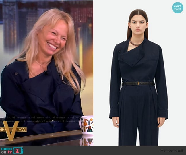 Bottega Veneta Cotton-twill blouse worn by Pamela Anderson on The View