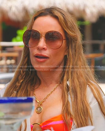 Britani's orange round sunglasses on The Real Housewives of Salt Lake City