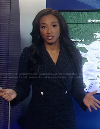 Brittany’s navy tweed blazer dress on Good Morning America