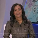 Brittany’s khaki brown leather shirtdress on Good Morning America