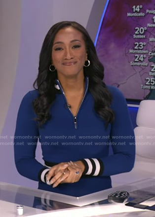 Brittany’s blue contrast stripe dress on Good Morning America