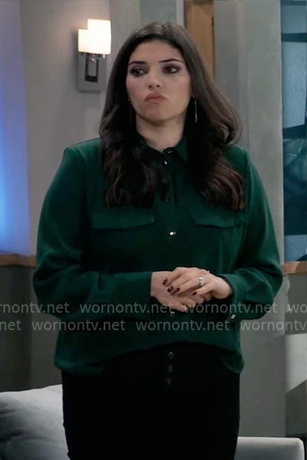 Brook Lynn's green button down shirt on General Hospital