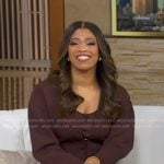 Morgan’s burgundy cardigan on Good Morning America