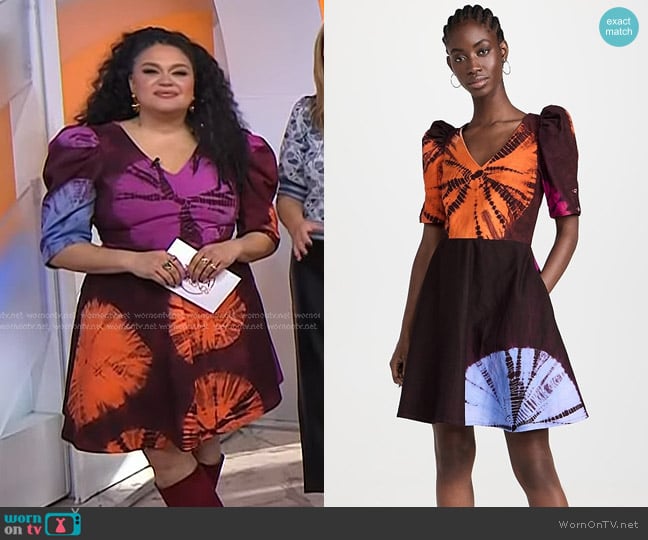 Busayo Dami Mini Dress in Burgundy-Multi worn by Michelle Buteau on Today