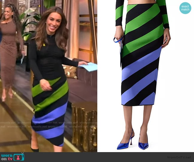 Carolina Herrera Striped stretch-knit midi skirt worn by Alyssa Farah Griffin on The View