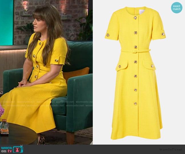 Kelly’s yellow tweed dress on The Kelly Clarkson Show