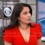 Dr Celine Gounder’s red v-neck dress on CBS Mornings