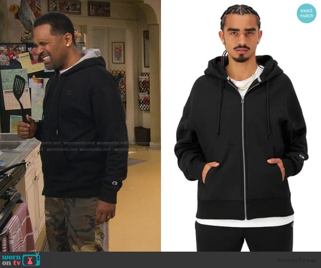 Champion Reverse Weave Arena Full-Zip Hoodie worn by Bernard Upshaw (Mike Epps) on The Upshaws