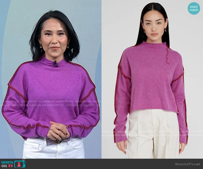 Chan Luu Annie Cashmere Cropped Sweater Violet worn by Vicky Nguyen on Today