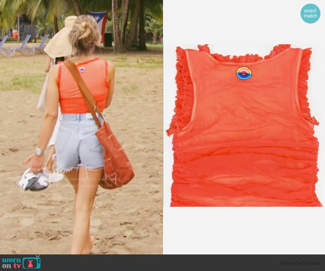 Chanel Salmon Pink Crop Top worn by Erin Lichy on The Real Housewives of New York City