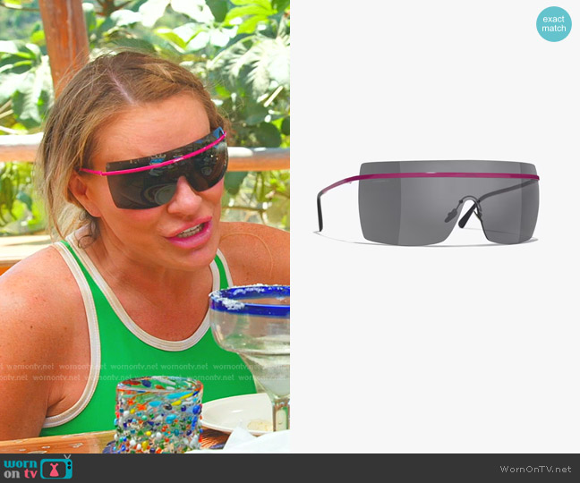 Chanel Shield Sunglasses worn by Heather Gay on The Real Housewives of Salt Lake City