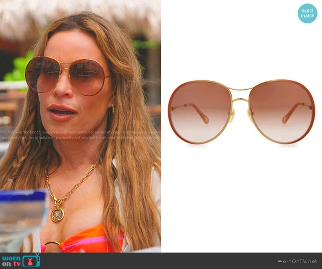 Chloe 62MM Aviator Sunglasses in Brown Orange worn by Britani Bateman on The Real Housewives of Salt Lake City