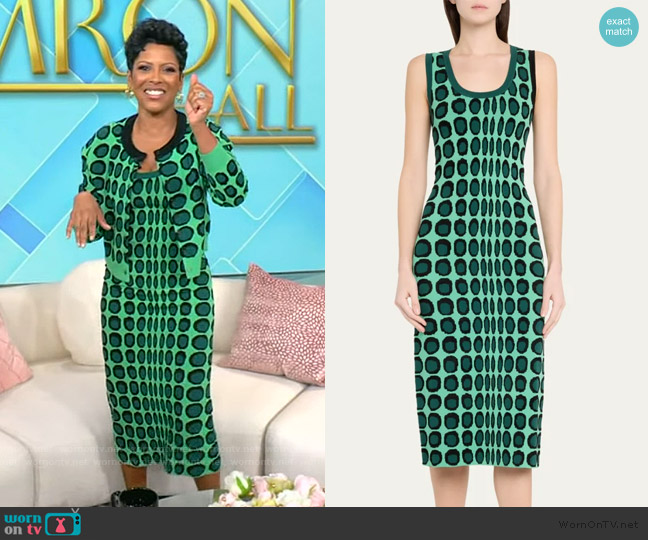 Christopher John Rogers Wiggle Dot Jacquard Midi Tank Dress worn by Tamron Hall on Tamron Hall Show