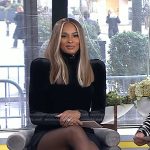 Ciara’s black velvet turtleneck top on Today