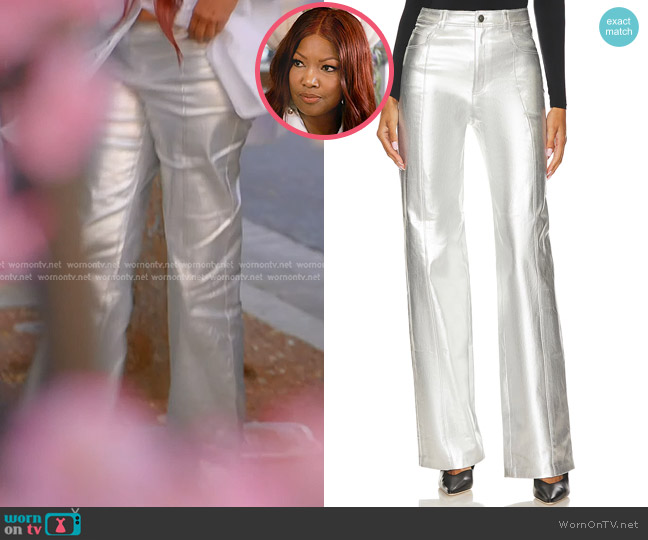 Cinq a Sept Foiled Francine Pant worn by Garcelle Beauvais on The Real Housewives of Beverly Hills