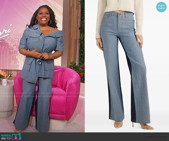 Cinq a Sept Verona colour-blocked jeans worn by Sherri Shepherd on Sherri