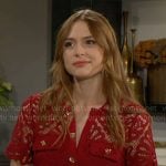 Claire’s red lace button front dress on The Young and the Restless