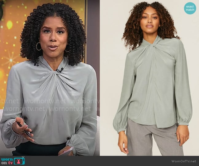 Club Monaco Twist Neck Top worn by Adriana Diaz on CBS Mornings