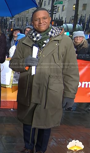 Craig Melvin's army green hooded coat on Today