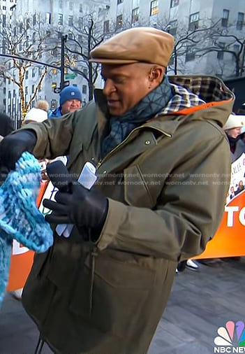 Craig Melvin’s army green hooded coat on Today