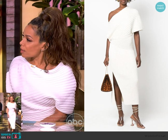 Cult Gaia One-shoulder knitted midi dress worn by Sunny Hostin on The View