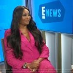 Cynthia’s pink lace blazer and pants on E! News