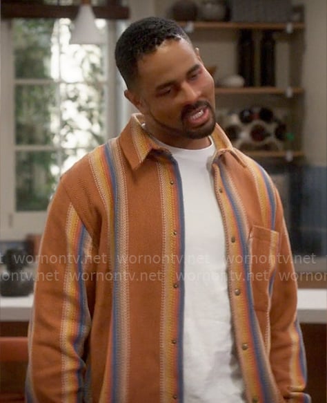 Junior’s orange vertical striped shirt on Poppas House