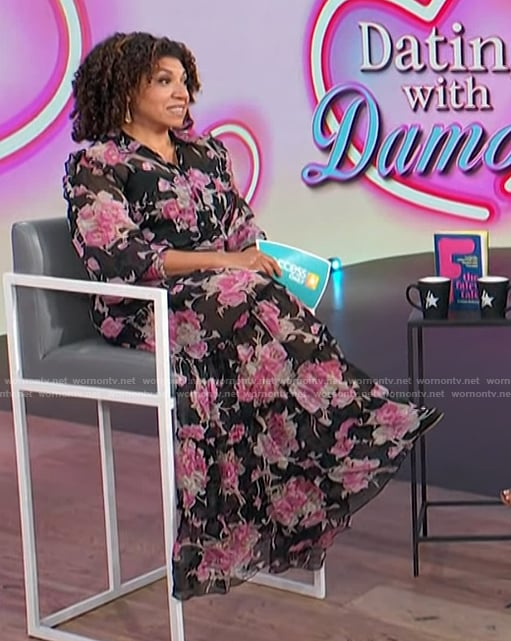 Damona’s floral print maxi dress on Access Hollywood