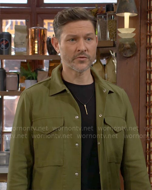 Daniel’s green shirt jacket on The Young and the Restless