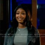 Daphne’s grey cropped suede jacket on High Potential