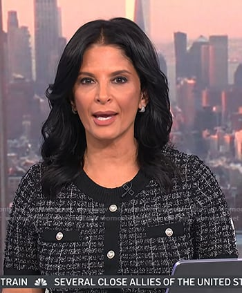 Darlene's black short sleeve tweed dress on Today