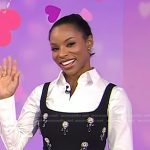 Devyn Simone’s black embellished corset top on Today