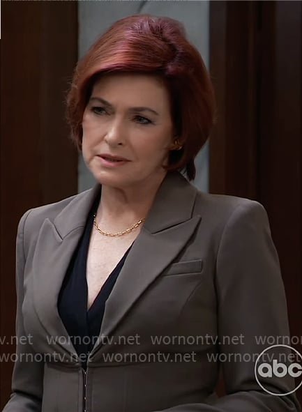 Diane's olive green corset blazer on General Hospital