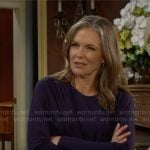 Diane’s navy gathered front dress on The Young and the Restless