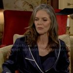 Diane’s navy robe with white trims on The Young and the Restless