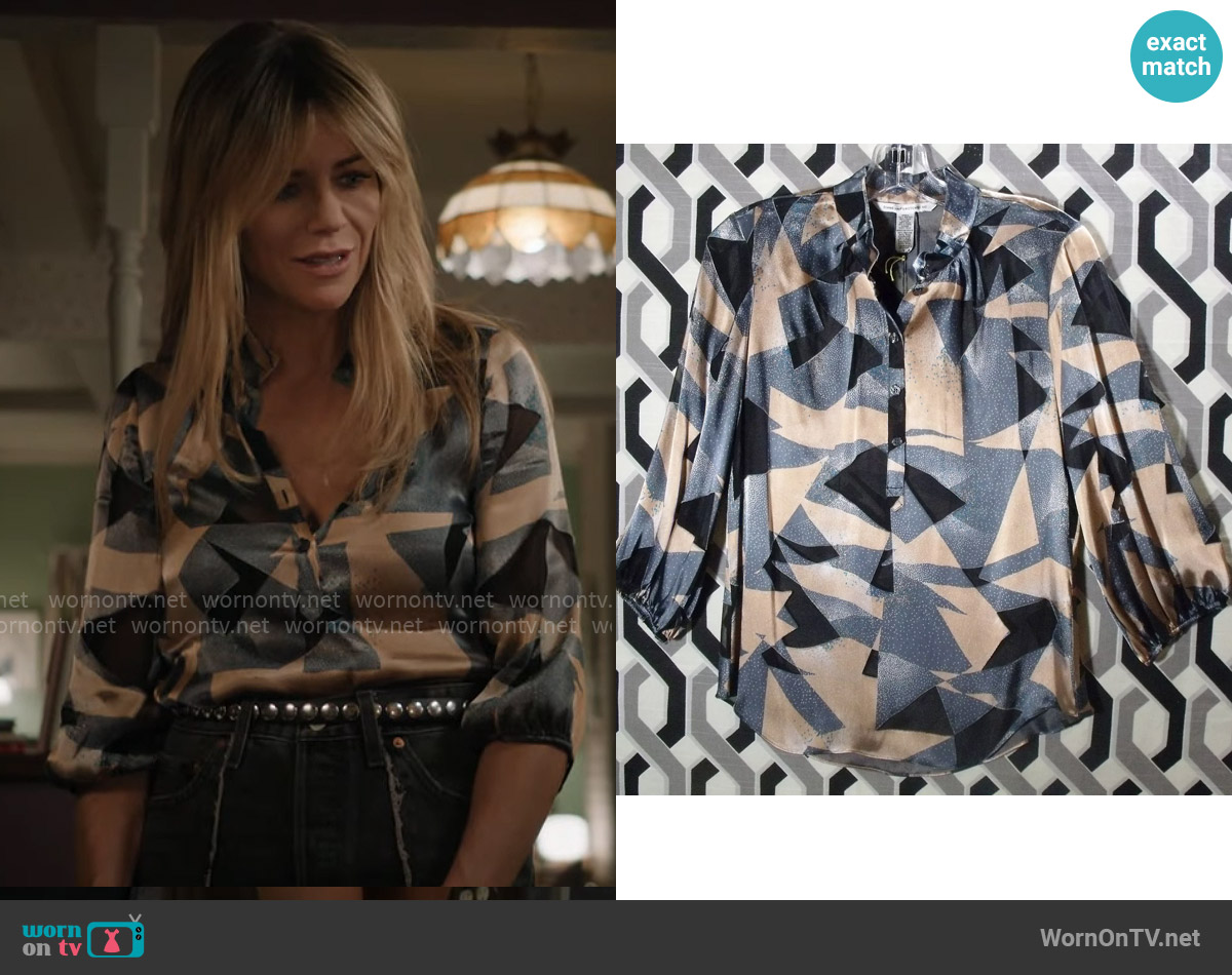 Diane von Furstenberg Glasgow Blouse worn by Morgan Gillory (Kaitlin Olson) on High Potential