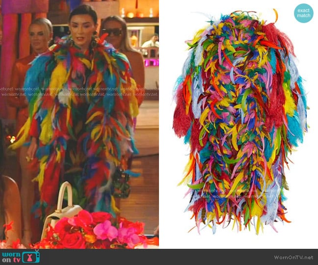 Dolce & Gabbana Multicolor Feather Coat worn by Bronwyn Newport on The Real Housewives of Salt Lake City