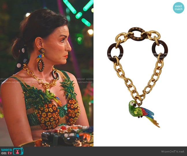 Dolce & Gabbana Parrots Pendant Necklace worn by Bronwyn Newport on The Real Housewives of Salt Lake City