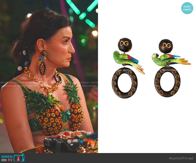 Dolce & Gabbana Parrot Earrings worn by Bronwyn Newport on The Real Housewives of Salt Lake City