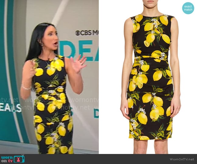 Dolce & Gabbana Lemon Dress worn by Elizabeth Werner on CBS Mornings