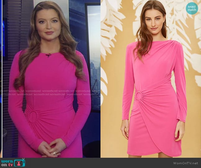 Donna Morgan Asymmetric O-Ring Bodycon Dress worn by Dani Beckstrom on Good Morning America