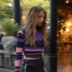 Dorit’s striped top and leather pants on The Real Housewives of Beverly Hills