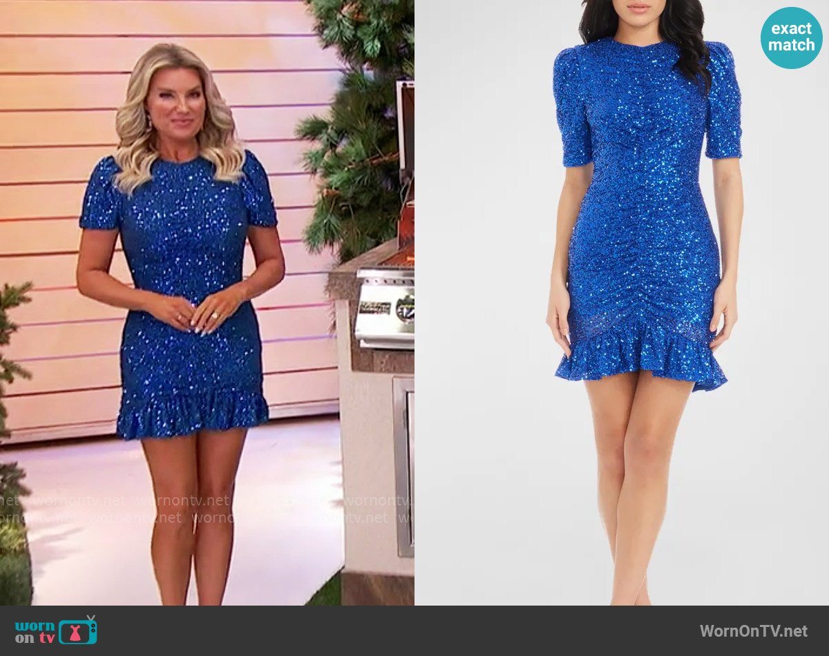 Dress the Population Rae Dress in Electric Blue worn by Rachel Reynolds on The Price is Right