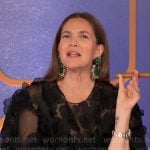 Drew Barrymore’s black sheer floral applique top on Hollywood Squares