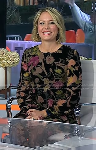 Dylan's black floral velvet dress on Today