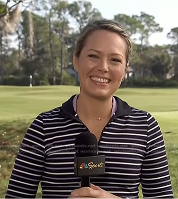 Dylan’s black striped polo top on Today