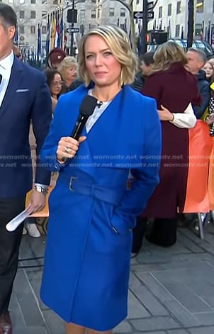 Dylan's blue wrap coat on Today